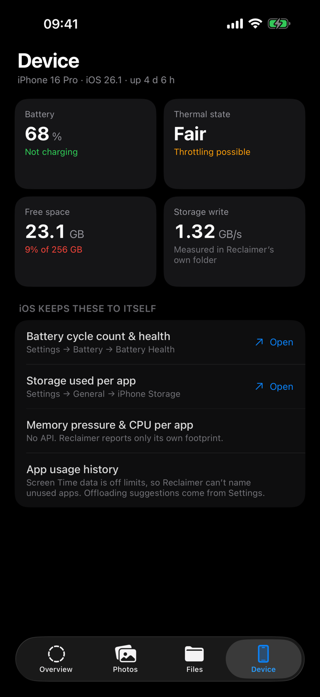 Device storage breakdown