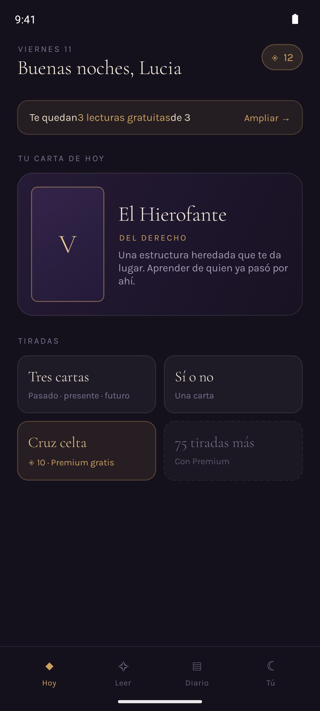 Umbral showing your card of the day